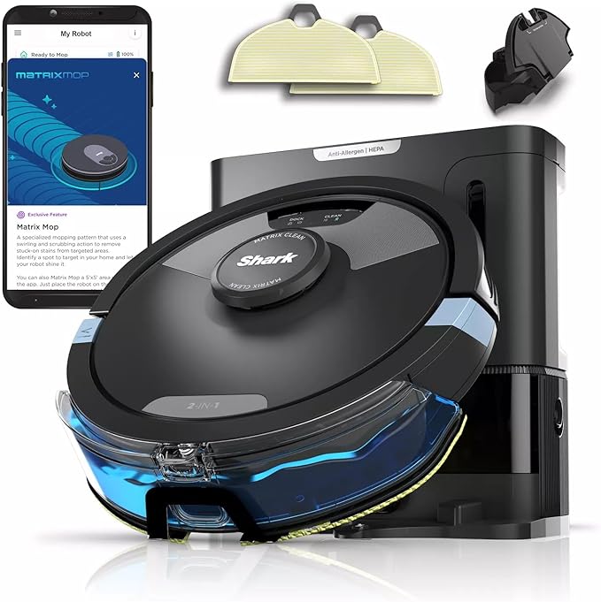 Photo 1 of Shark RV2610WA AI Ultra 2in1 Robot Vacuum & Mop with Sonic Mopping, Matrix Clean, Home Mapping, HEPA Bagless Self Empty Base, CleanEdge Technology, for Pet Hair, WiFi, Black/Silver (Renewed)