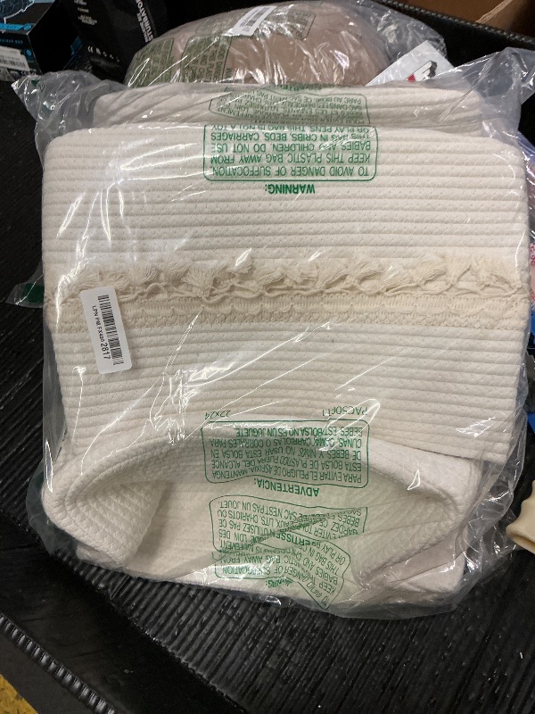 Photo 1 of 3 Pack Storage Basket for Shelves, Boho Cotton Rope Storage Bins with Heavy Tassel, Shelf Baskets Large Woven Baskets for Organizing, Cube Organizer Bins, Baby Laundry Basket for Clothes, Toys, Pets