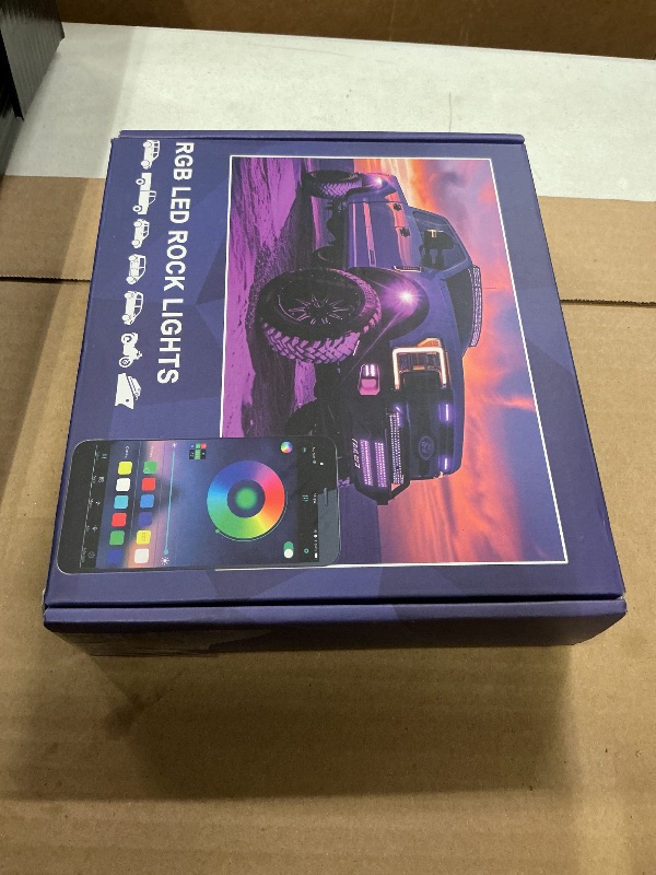 Photo 1 of 4 Pods RGB LED Rock Lights, Underglow Multicolor Neon Light Kit, Wheel Well Light with APP Control & Music Mode, Under Glow Lights for Trucks,Jeep,SUV,Golf Cart,ATV,Pickup Off Road,12V
