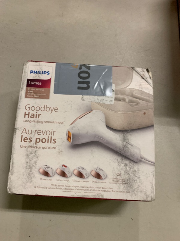 Photo 1 of Philips Lumea 9000 Series IPL Hair Removal Device, Visible Permanent Laser Hair Reduction Done at Home, for Women & Men, SenseIQ Technology, 4 Attachments for Body, Face, Bikini & Underarms, BRI984/03