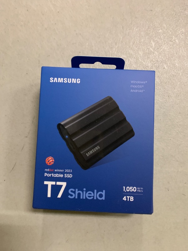 Photo 1 of Samsung T7 Shield 4TB Portable SSD - 1050MB/s, Rugged, Water & Dust Resistant, for Content Creators - Black