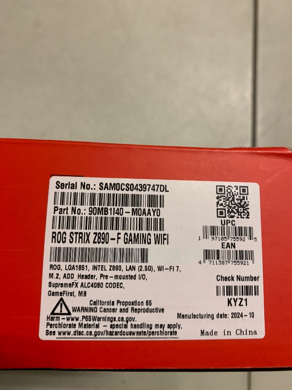Photo 1 of ASUS ROG Strix Z890-F Gaming WiFi Intel® Z890 LGA 1851 ATX Motherboard, Advanced AI PC-Ready, 16+2+1+2 Stages, DDR5, WiFi 7, 5X M.2, Thunderbolt™ 4, USB Type-C®, AI Overclocking, Cooling & Networking