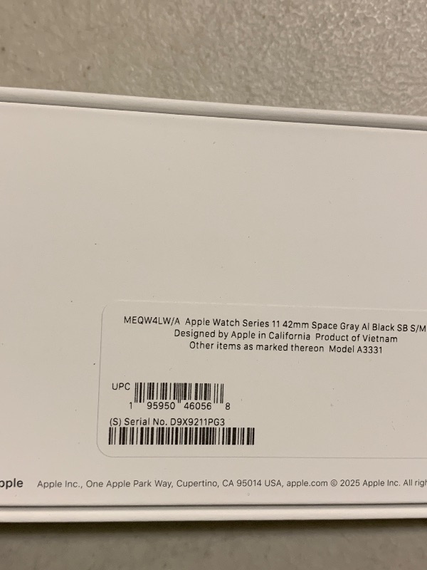 Photo 1 of Apple Watch Series 11 [GPS 42mm] Smartwatch with Space Gray Aluminum Case with Black Sport Band - S/M. Sleep Score, Fitness Tracker, Health Monitoring, Always-On Display, Water Resistant