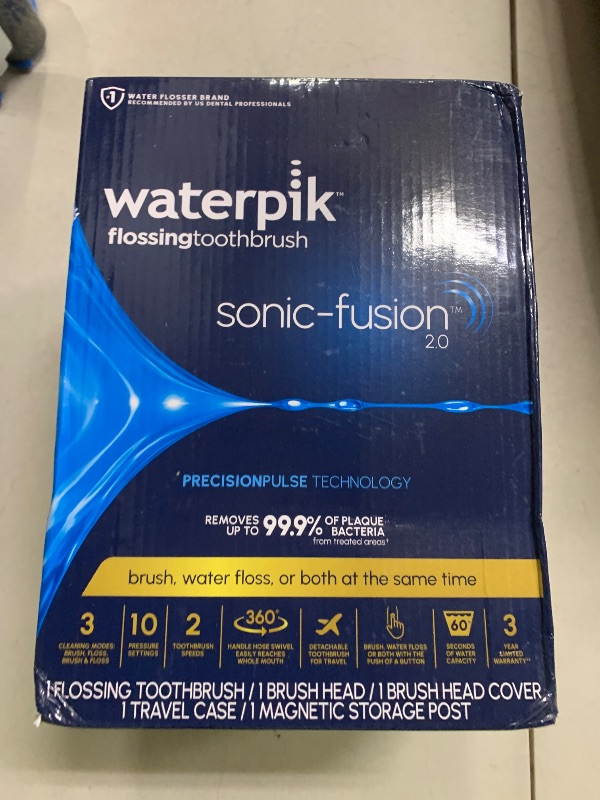 Photo 1 of Waterpik Sonic-Fusion 2.0 Professional Flossing Electric Toothbrush with Water Flosser Combo In One, Black SF-04, Packaging May Vary