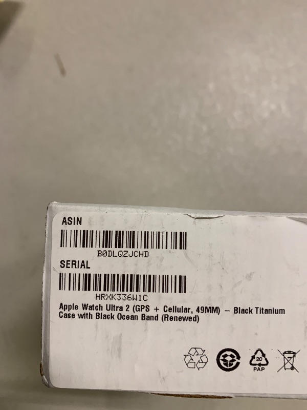 Photo 1 of Apple Watch Ultra 2 (GPS + Cellular, 49MM) - Black Titanium Case with Black Ocean Band (Renewed)