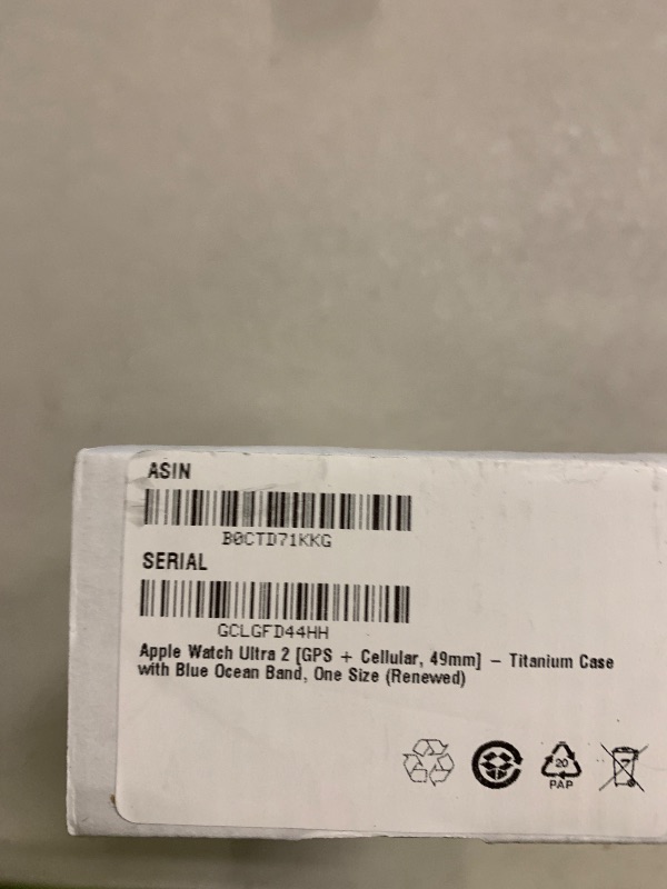 Photo 1 of Apple Watch Ultra 2 [GPS + Cellular, 49mm] - Titanium Case with Blue Ocean Band, One Size (Renewed)