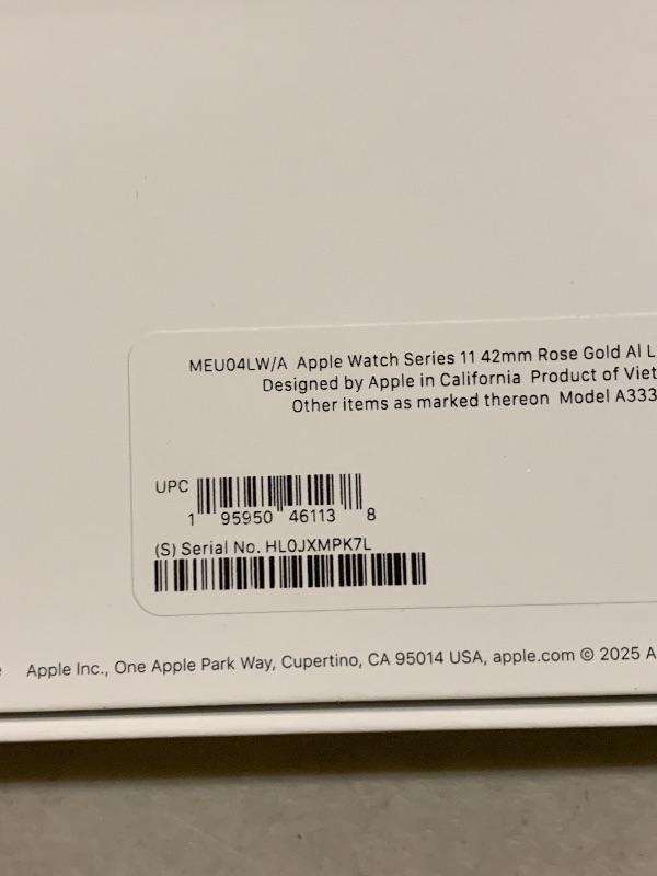 Photo 1 of Apple Watch Series 11 [GPS 42mm] Smartwatch with Rose Gold Aluminum Case with Light Blush Sport Band - S/M. Sleep Score, Fitness Tracker, Health Monitoring, Always-On Display, Water Resistant