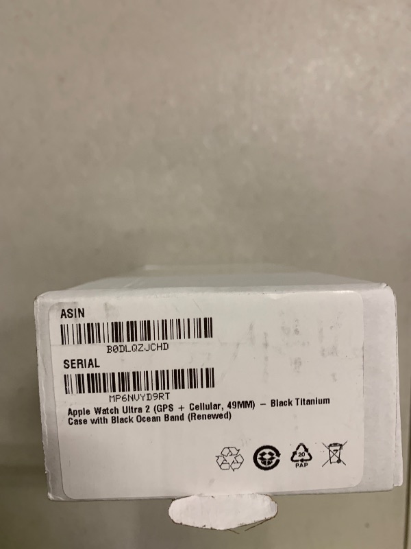 Photo 1 of Apple Watch Ultra 2 (GPS + Cellular, 49MM) - Black Titanium Case with Black Ocean Band (Renewed)
