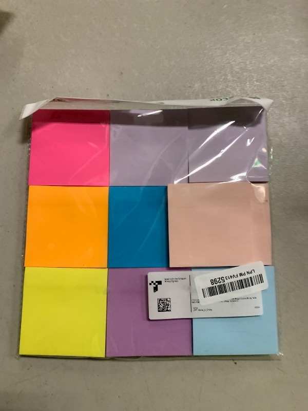 Photo 1 of (18 Pads) Sticky Notes 3x3 inch, Self-Stick Pads Bright Colors Sticky Note, Recyclable, Easy to Post for Home, Office, Notebook