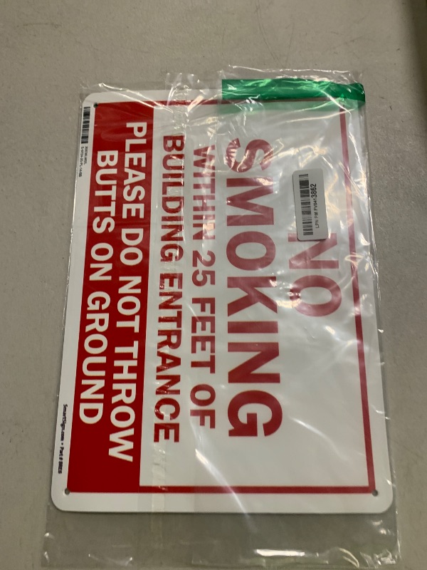 Photo 1 of "No Smoking Within 25 Feet of Building Entrance" Sign by SmartSign | 10" x 14" Plastic