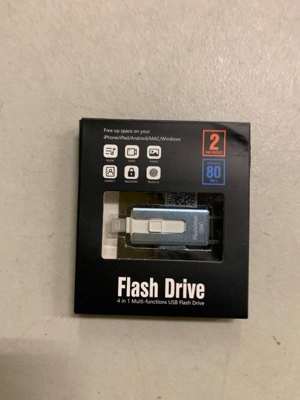 Photo 1 of 256GB USB Flash Drive for Phone and Pad, Photo Stick High Speed External USB Thumb Drives Photo Storage Memory Stick for Save More Photos and Videos (Blue, 256GB)