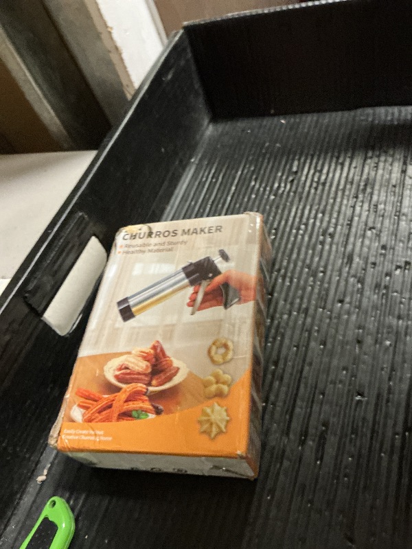 Photo 1 of 20PCS Cookie Press Gun Kit,Stainless Steel Churro Maker Machine with 8 Piping Nozzles,8 Cookie Discs & 2 Brushes,Piping Bag,Cake Spatula,for DIY Biscuit Cake Dessert Making