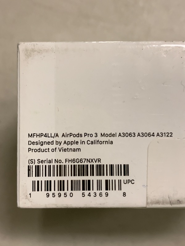 Photo 1 of Apple AirPods Pro 3 Wireless Earbuds, Active Noise Cancellation, Live Translation, Heart Rate Sensing, Hearing Aid Feature, Bluetooth Headphones, Spatial Audio, High-Fidelity Sound, USB-C Charging