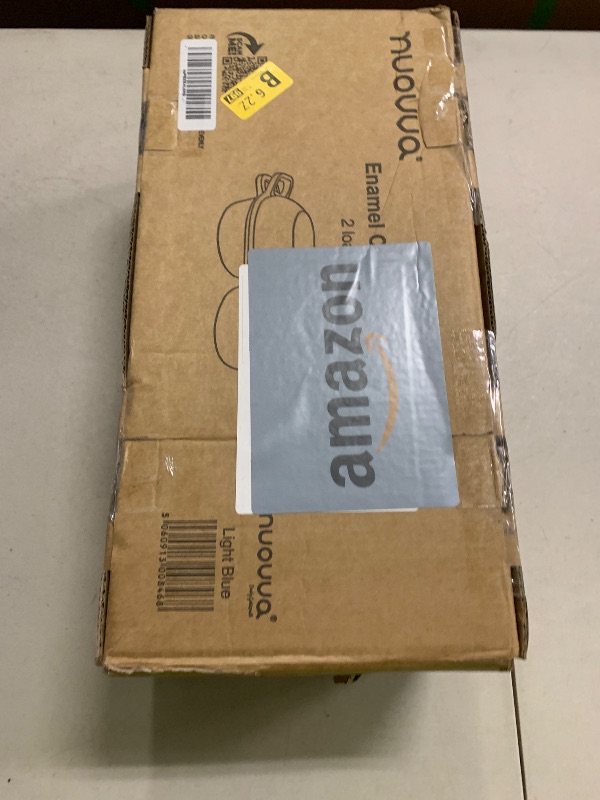 Photo 1 of **DAMAGE, SEE NOTES Dutch Oven For Sourdough Bread Baking – Enamelled Cast Iron Bread Loaf Pot – 500°F Oven Safe Non Stick Bread Pot – Double Round Loaf Space, 16.5cm Diameter, Light Blue, – by Nuovva