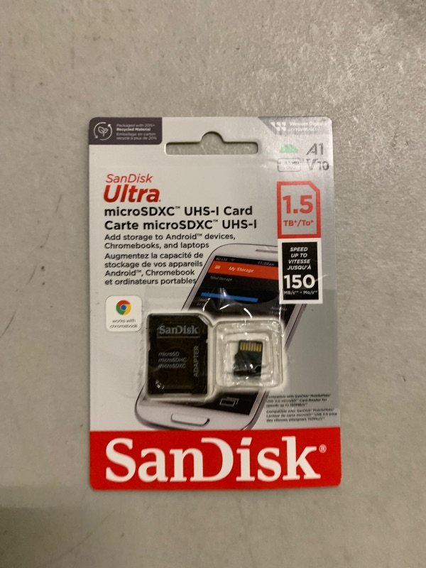Photo 1 of SanDisk 1.5TB Ultra microSDXC UHS-I Memory Card with Adapter - Up to 150MB/s, C10, U1, Full HD, A1, MicroSD Card - SDSQUAC-1T50-GN6MA