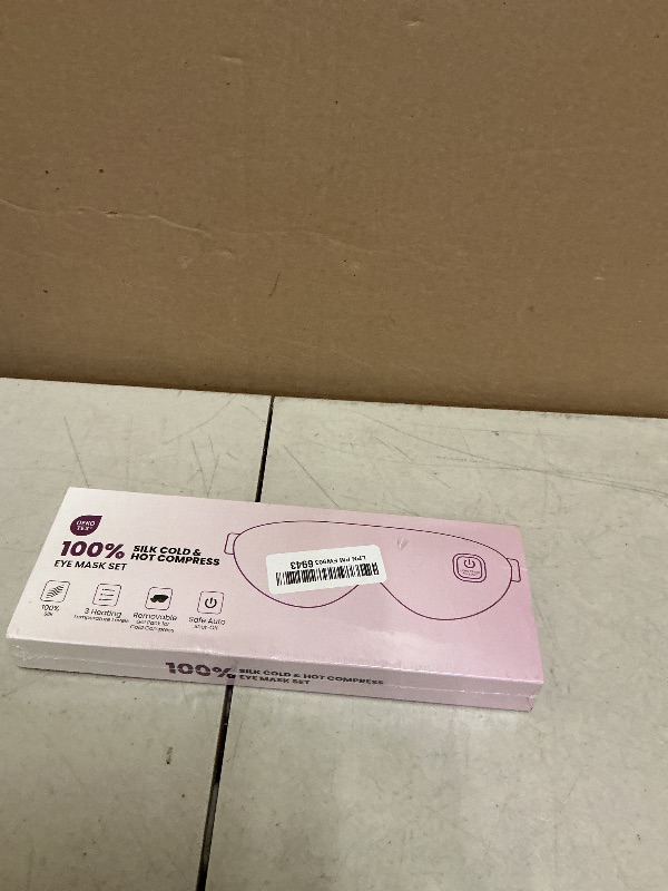 Photo 1 of 100% Silk Wireless Heated Eye Mask with Cooling - 3 Heat Settings, for Dry Eyes, Puffiness & Dark Circles - Adjustable, Washable, Travel-Friendly (Pink)