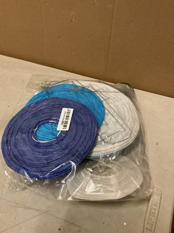 Photo 1 of 14 PCS Paper Lanterns, Gradient Colorful Blue Round Paper Lanterns Decorative Lantern Lamps, Hanging Paper Lanterns Chinese Tissue Paper Lanterns Indoor Room & Outdoor Party Supplies Decoration