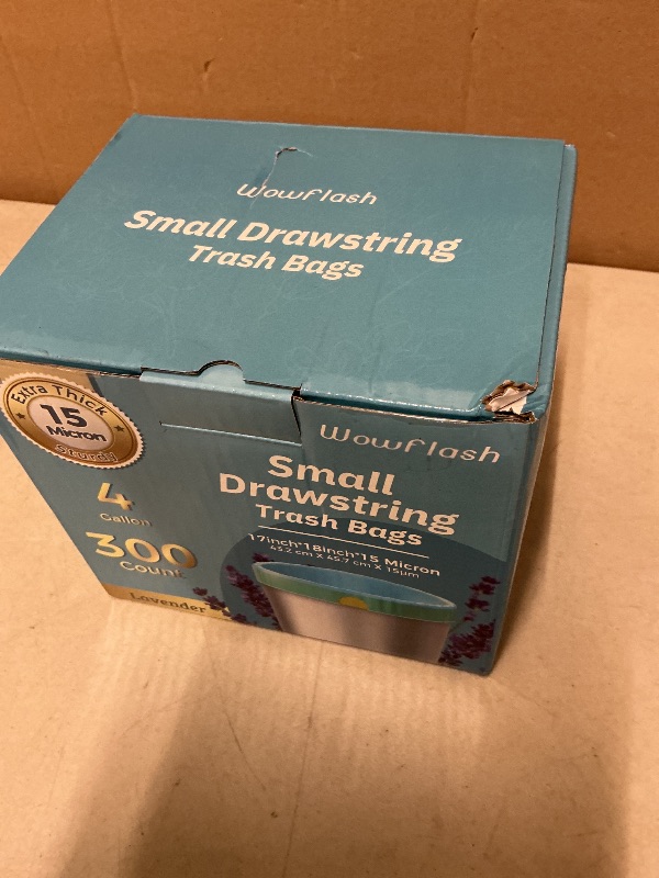 Photo 1 of 300 Count 15 Micron Extra Thick 4 Gallon Drawstring Small Trash Bags, Sturdy & Tear-Resistant Small Garbage Bags for Bathroom, Office, Bedroom & Kitchen