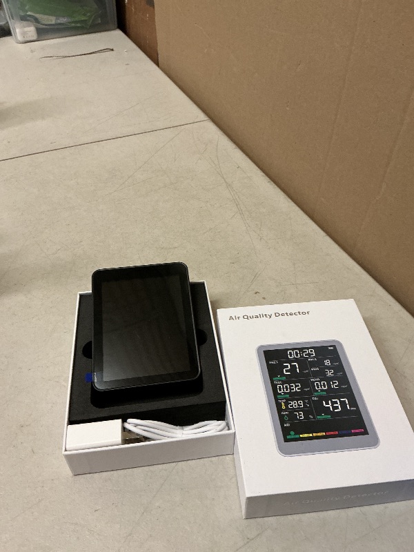 Photo 1 of Professional Indoor Air Quality Monitor with AQI, Portable Real-Time Detector for Home Cars Plants and Pets (Taupe Black)