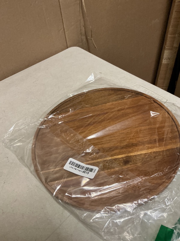 Photo 1 of 12 Inch Acacia Wood Round Tray, Wooden Decorative Serving Coffee Table Tray Centerpiece Candle Holder for Farmhouse Kitchen Dining Room Home Decor Coffee Table Decor and Accessories