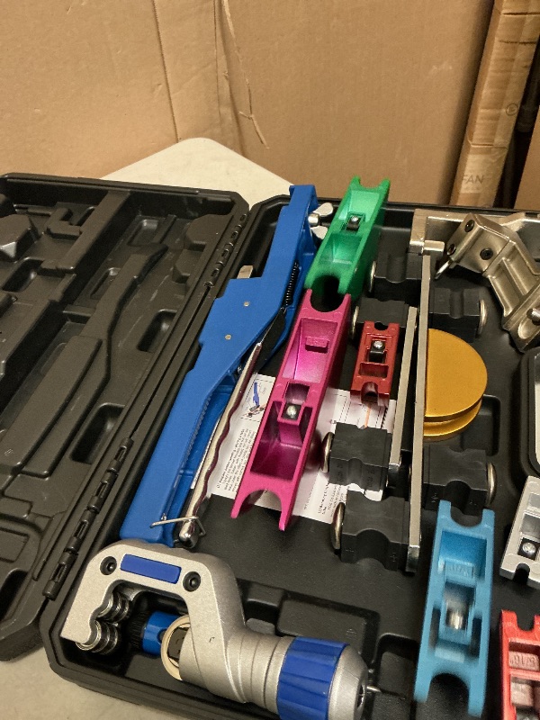 Photo 1 of Beaiguna 15PCS Copper Pipe Bender Tool, Tubing Bender Hvac Tools Set for 1/4"-7/8" O.D. Pipes, 90° Forward/Reverse Pipe Tube Bender with 7 Heads, Upgraded Copper Benders Tool for Hvac Air Condition