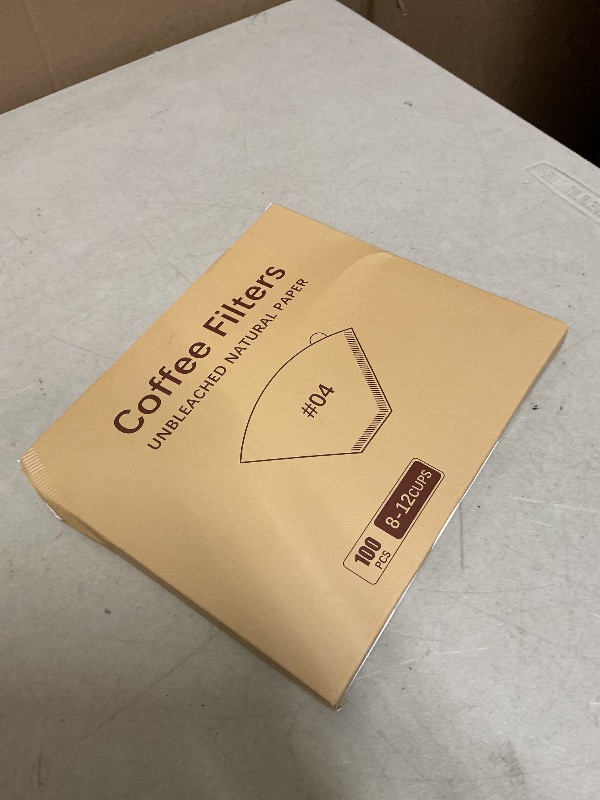 Photo 1 of 100 Count Coffee Filters, Premium #4 Cone Coffee Filters 8-12 cup, Unbleached Natural Disposable Coffee Filters 4 Cone Paper for Pour Over and Drip Coffee Maker