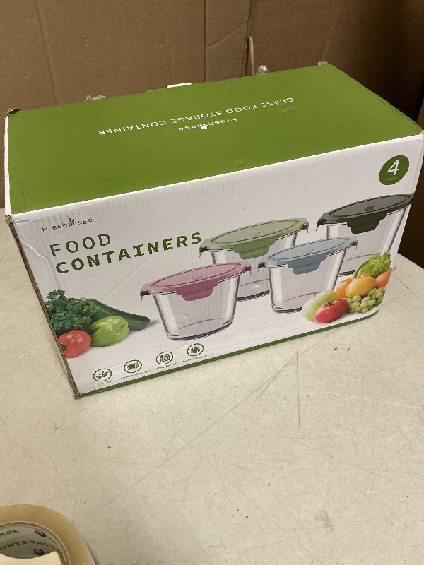 Photo 1 of Freshmage 23oz Glass Meal Prep Containers with Lids, Airtight 3-Cup Glass Storage Containers Set, Heat-Resistant BPA-Free for Soup, Leftover, Microwave, Dishwasher, Fridge and Freezer Safe (4 Packs)