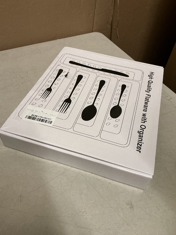 Photo 1 of 21-Piece Modern Black Silverware Set with Organizer Tray Stainless Steel Eating Utensil Sets Kitchen Knives Forks and Spoons Cutlery Set Heavy Duty Tableware Flatware Sets for 4, Dishwasher Safe