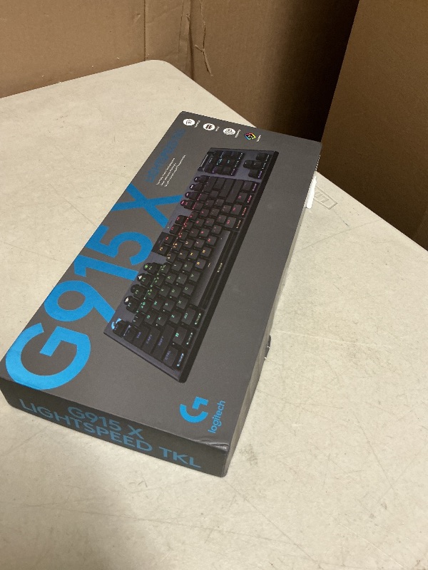 Photo 1 of Logitech G915 X Lightspeed TKL Low-Profile Wireless Gaming Keyboard, Double-Shot PBT Keycaps, Fully Programmable Keys, RGB Backlighting, Sleek Aluminum Finishing, GL Brown Tactile - PC/Mac - Black