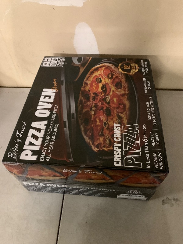 Photo 1 of Baker’s Friend Electric Pizza Oven Indoor Countertop, 12 Inch Pizza Maker Machine for Home, Pizza Cooker & Pizza Grill, Premium Glazed Ceramic Stone Pizza Oven, Chilli Red