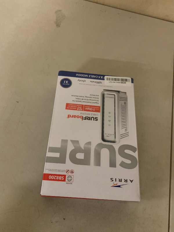 Photo 1 of ARRIS SURFboard SB8200 DOCSIS 3.1 Multi?Gig Cable Modem | 2 -1Gbps Ethernet Ports | Works with Xfinity, Cox, Spectrum | For Cable Internet Plans up to 2Gbps | Modem Only, Router Required