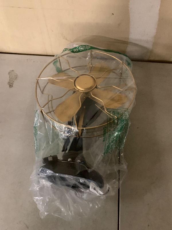 Photo 1 of **USED, DAMAGED** LOGOFUN Vintage Iron Art Desk Fan Model Antique Retro Table Fans Sculpture Static Ornaments for Home Tabletop - Bronze(Not a Real Fan)
