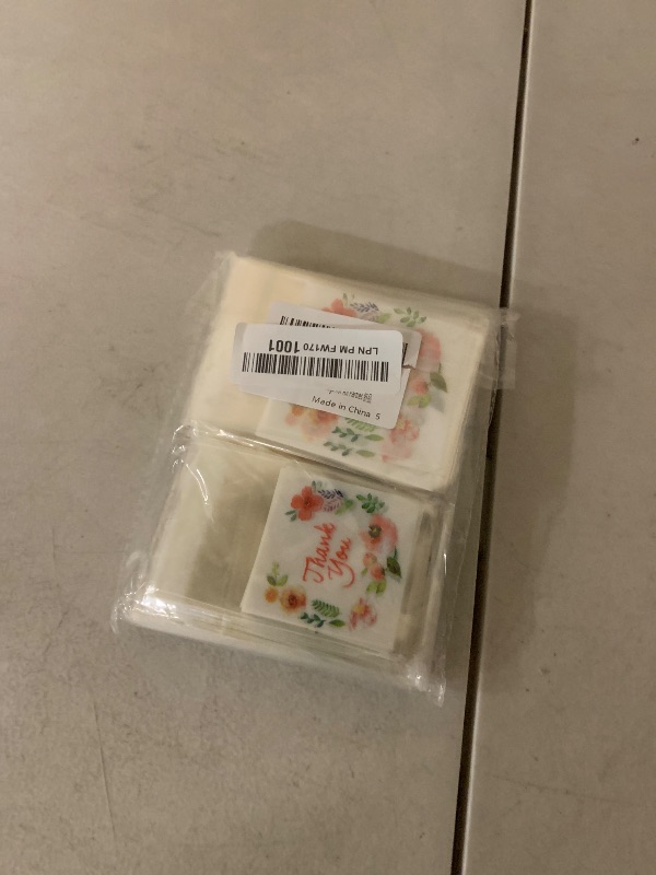 Photo 1 of 300pcs Thank You Printed Plastic Bags Pink Flower OPP Self Adhesive Cookie Mini Candy Packaging Biscuit Roasting DIY Gift Favor bags For All Parties