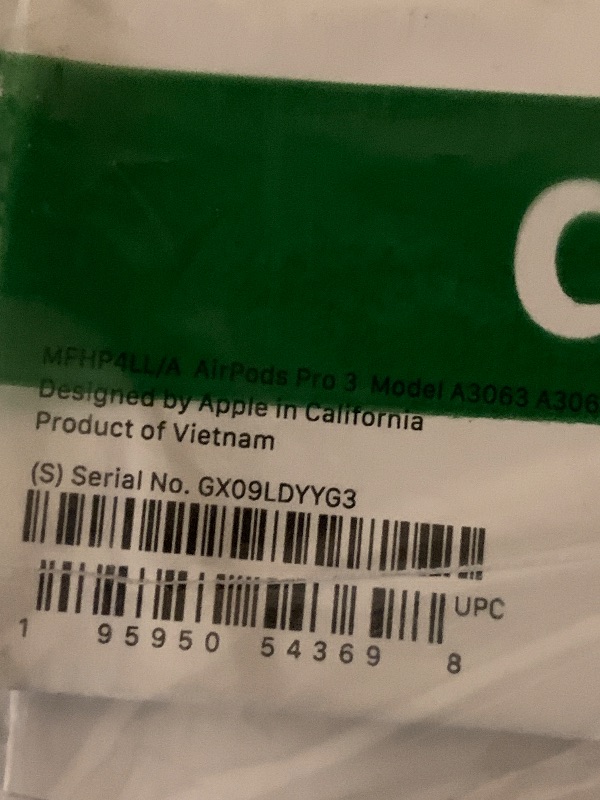 Photo 1 of Apple AirPods Pro 3 Wireless Earbuds, Active Noise Cancellation, Live Translation, Heart Rate Sensing, Hearing Aid Feature, Bluetooth Headphones, Spatial Audio, High-Fidelity Sound, USB-C Charging