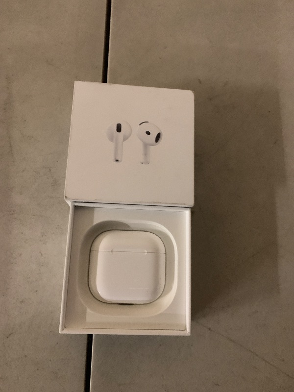 Photo 1 of Apple AirPods 4 Wireless Earbuds, Bluetooth Headphones, Personalized Spatial Audio, Sweat and Water Resistant, USB-C Charging Case, H2 Chip, Up to 30 Hours of Battery Life, Effortless Setup for iPhone