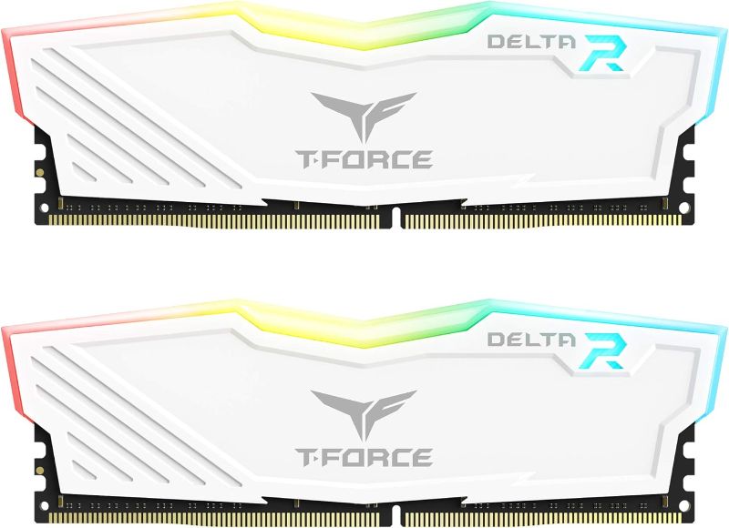 Photo 1 of TEAMGROUP T-Force Delta RGB DDR4 16GB (2x8GB) 3600MHz (PC4-28800) CL18 Desktop Gaming Memory Module Ram TF4D416G3600HC18JDC01 - White