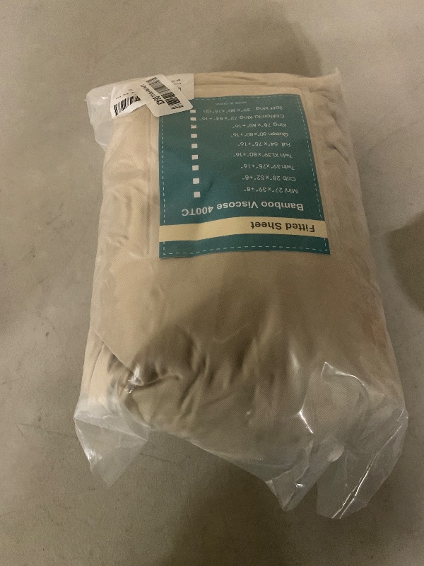 Photo 1 of Bamboo Viscose Cooling Fitted Sheet King Size Only, 400 Thread Count, 16" Deep Pocket Cooling Bottom Sheets for Hot Sleeper, Silky Soft Breathable (King, Beige