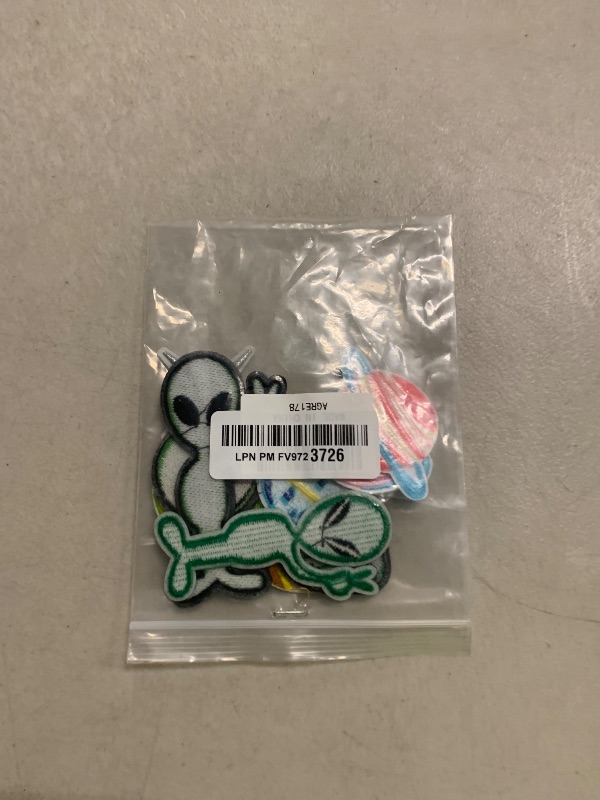 Photo 1 of 16PCS Solar System Space Patches - Funny Alien & Planet Iron-On/Sew-On Appliques for DIY Clothes, Hats, Jackets, Backpacks - Embroidered Repair Decoration (Green UFO Theme)