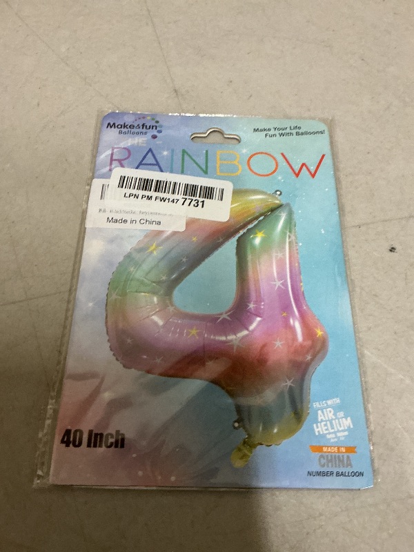 Photo 1 of 40-Inch Stars Rainbow Gradient Number 4 Balloons, 4th Birthday Balloons for Kids, Number Helium Balloons for Birthday Party Decorations. (4)