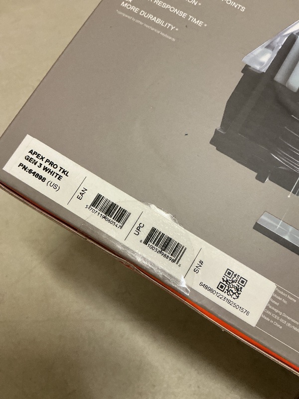 Photo 1 of SteelSeries Apex Pro TKL Gen 3 White OmniPoint 3.0 Switches — Adjustable Actuation — Rapid Trigger — Game-Ready Presets — Protection Mode — Rapid Tap/SOCD — OLED — RGB — PBT Keycaps — USB-C