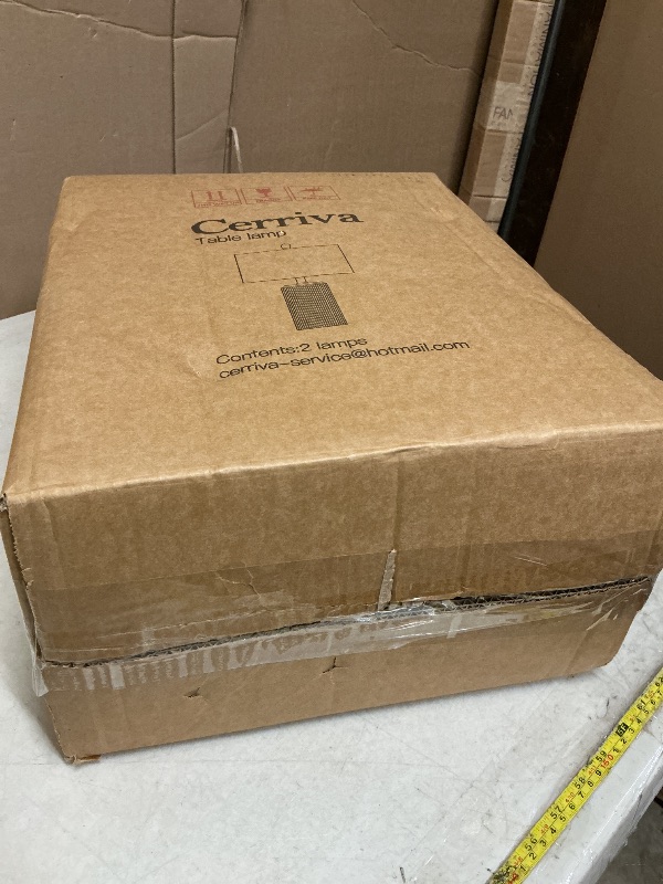 Photo 1 of Cerriva 23" Ceramic Table Lamp Set of 2, 3-Level Dimmable Farmhouse Bedside Lamps for Bedroom, Nightstand Lamps for Living Room, Rustic End Table Desk Lamps with Rocker Switch, LED Bulb Included