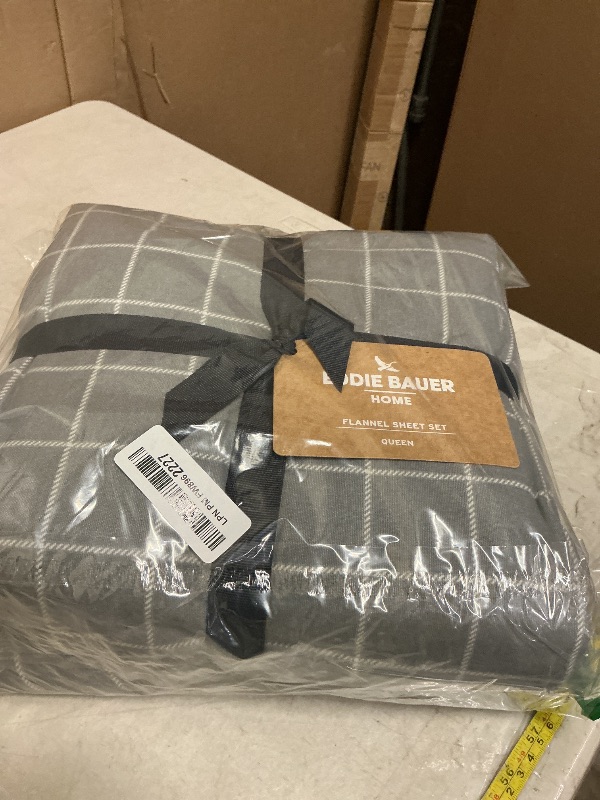 Photo 1 of Eddie Bauer - Queen Bed Sheets, Cotton Flannel Bedding Set with Matching Pillowcases, Brushed for Extra Softness, Deep Pocket, Oeko-Tex Certified (Great Plains Plaid Grey)
