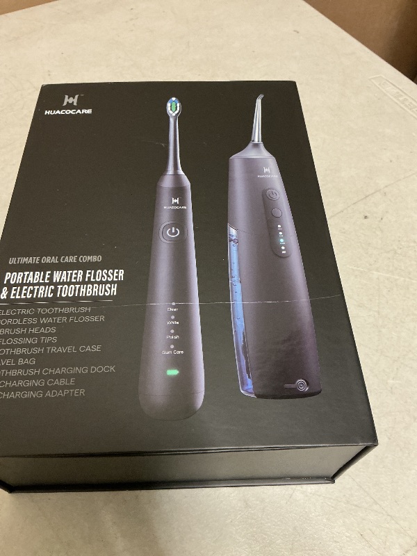 Photo 1 of 2-1 Oral Clean Kit- Water Dental flosser & Electric Toothbrush Combo- Brushing & Flossing- for Teeth Cleaning and Gum Health (Black)