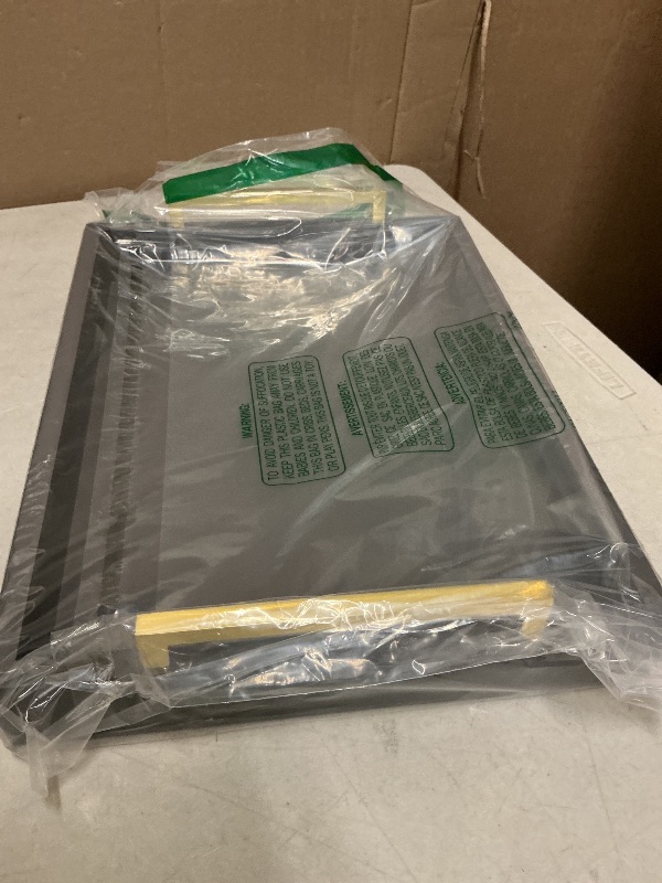 Photo 1 of 40cm x30cm Serving Trays with Handles, Grey Decorative Serving Tray, Ottoman Trays, Living Room, Bathroom, and Outdoors Decorative Trays (Charcoal)