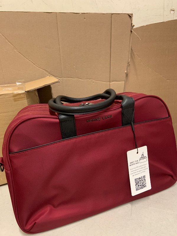 Photo 1 of Nomad Lane Carry-On Luggage Duffel Bag, Durable & Lightweight Suitcase. Bento Bag, Personal Item Weekender Travel Bag for Men & Women, Bordeaux Berry