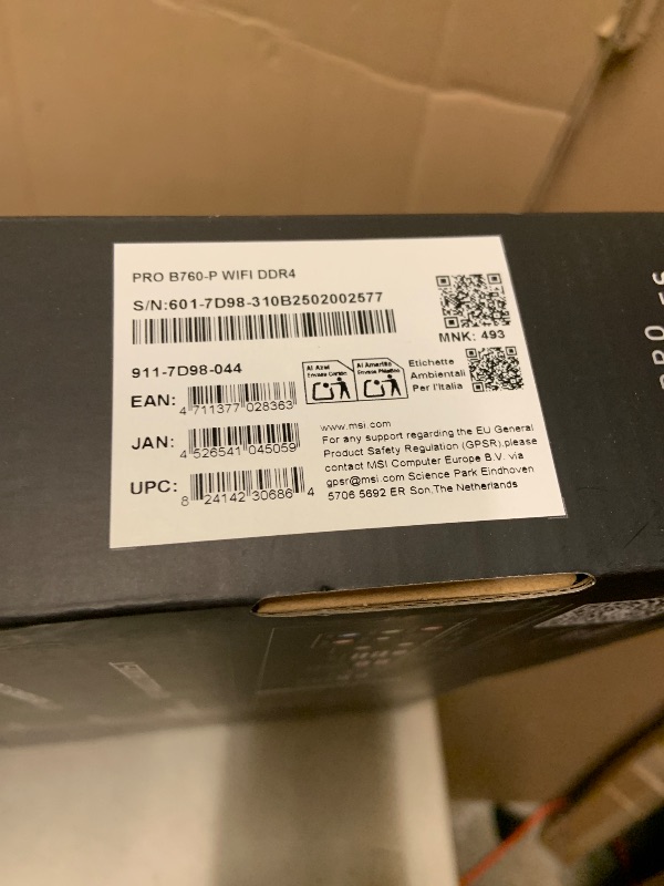 Photo 1 of MSI PRO B760-P WiFi DDR4 ProSeries Motherboard - Supports 12th/13th/14th Gen Intel Processors, LGA 1700, DDR4, PCIe 4.0, M.2, 2.5Gbps LAN, USB 3.2 Gen2, HDMI/DP, Wi-Fi 6E, Bluetooth 5.3, ATX