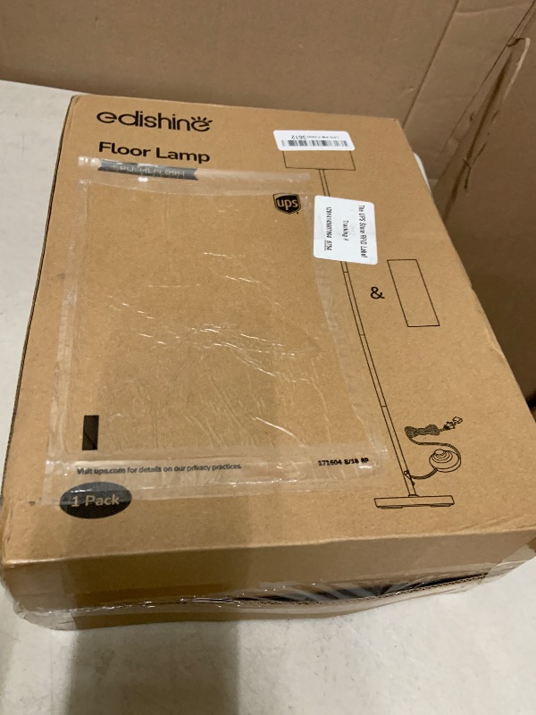 Photo 1 of EDISHINE Dual Shades Floor Lamp with Foot Switch, Dimmable Floor Standing Lamp with 9W LED A19 Light Bulb, Remote Custom Color Temperature Pole for Living Room, Bedroom, Office, E26, Black