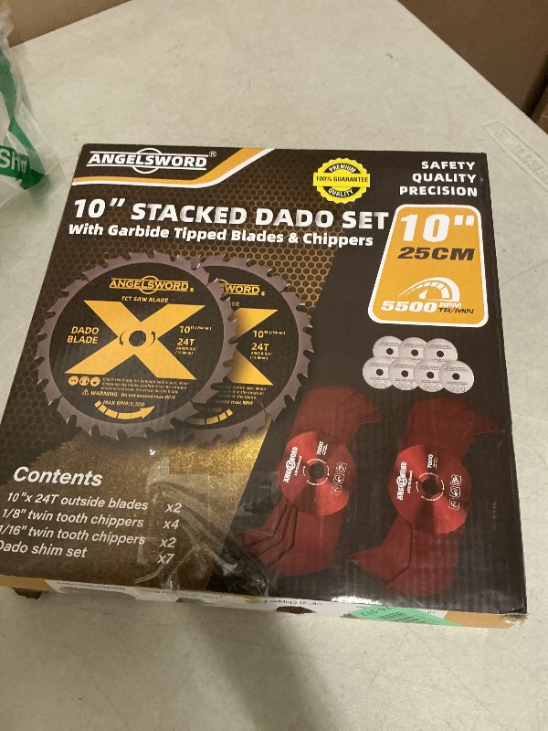 Photo 1 of ANGELSWORD 10" Stacking Dado Blade Set for Fine Finished Dados, Grooves, and Rabbets, 5/8" Arbor, 15 Pieces