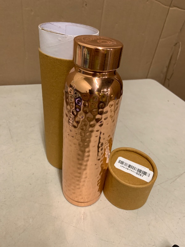 Photo 1 of 100% Pure Copper Water Bottle for Drinking Water – 34 oz (1000ml) Hammered Finish with Leak-Proof Lid | Copper Vessel for Yoga, Gym, Office, Home & Travel