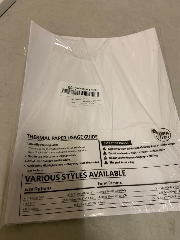 Photo 1 of 100 Sheets Thermal Printer Paper, 8.5''×11'' US Letter Size, Advanced Printing Paper, Thermal Paper Compatible with Brother Letter Portable Printer, Printer Paper for M08F-Letter, M832, M834, MT800